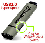 iStorage Kanguru SS3™ SuperSpeed USB3.0 32GB |Secure Flash Drive| Physical Write Protect Switch | Windows “Ready Boost” compatible | Simple Driverless Setup | Plug and Play