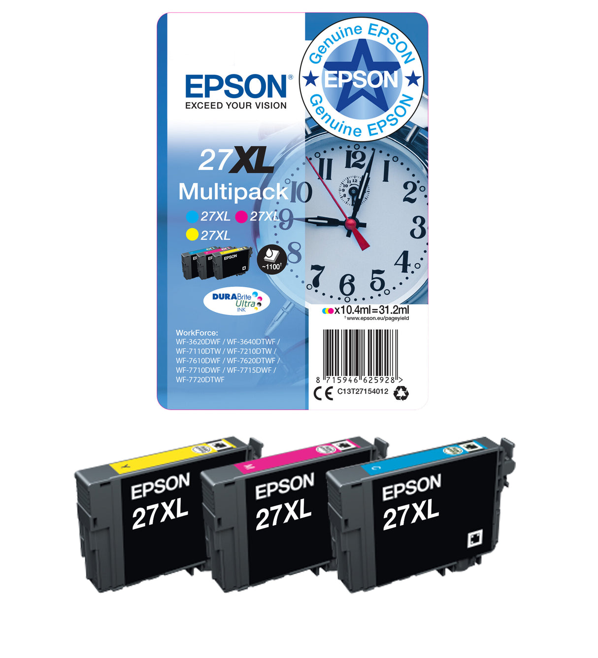 Epson Alarm clock Singlepack Magenta 27XL DURABrite Ultra Ink