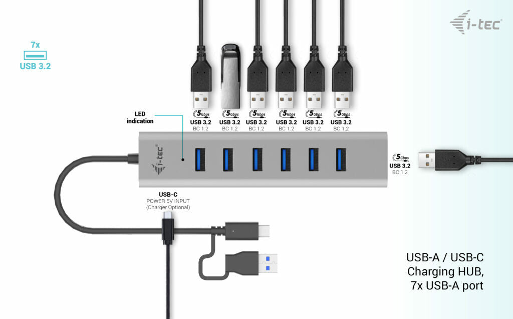 i-tec USB-C/USB-A Charging Metal HUB 7 Port