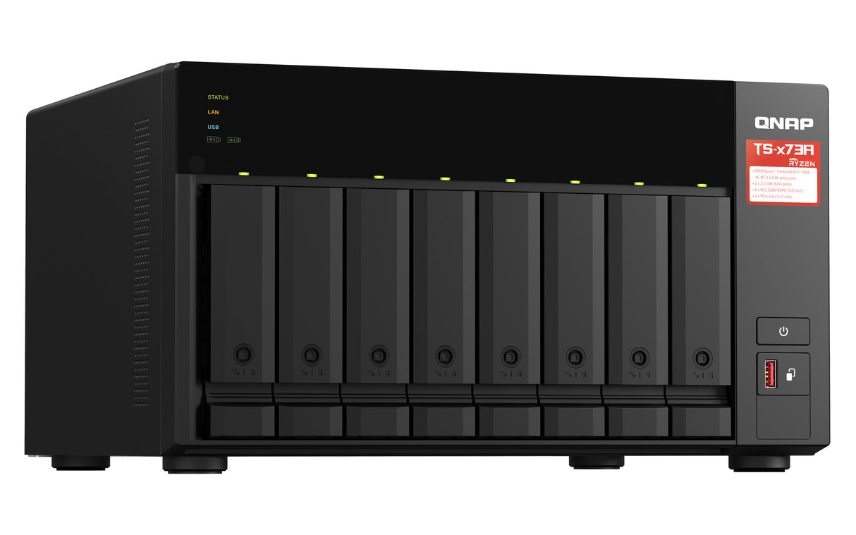 QNAP TS-873A-8G NAS Tower Ryzen Embedded V1500B 8 GB DDR4 80 TB HDD Black