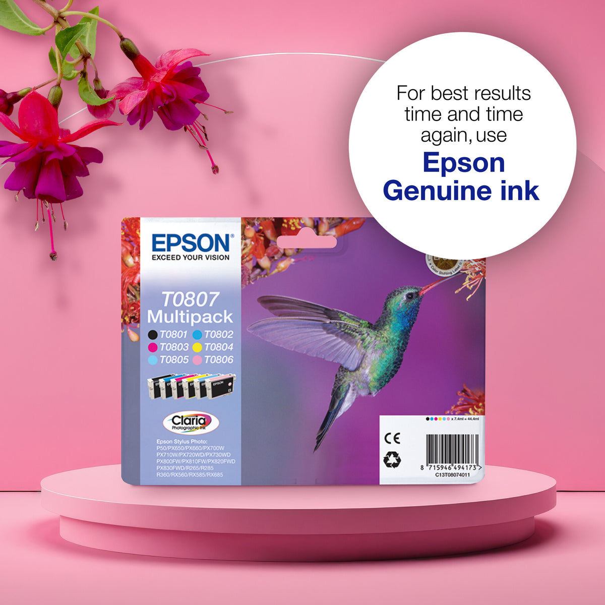 Epson Hummingbird Singlepack Black T0801 Claria Photographic Ink