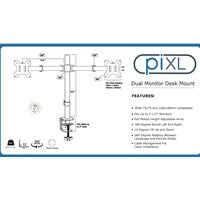 piXL DOUBLE ARM monitor mount / stand 68.6 cm (27") Desk Black