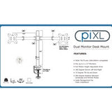 piXL DOUBLE ARM monitor mount / stand 68.6 cm (27") Desk Black