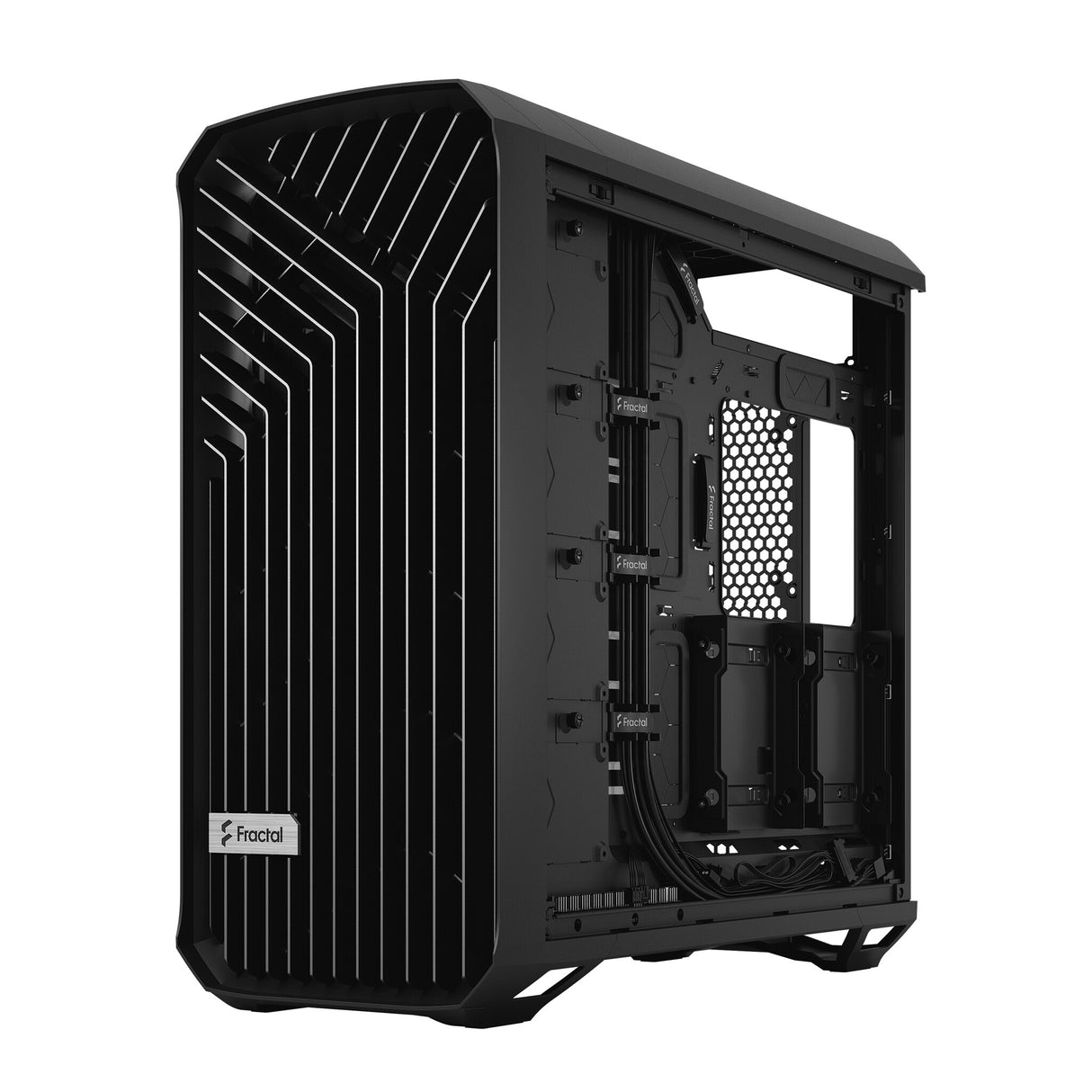 Fractal Design Torrent (Light TG) gabinete para juegos con ventanas de vidrio tintado claro, E-ATX, 5 ventiladores, concentrador de ventilador, tira RGB en cubierta de fuente de alimentación, rejilla frontal, USB-C