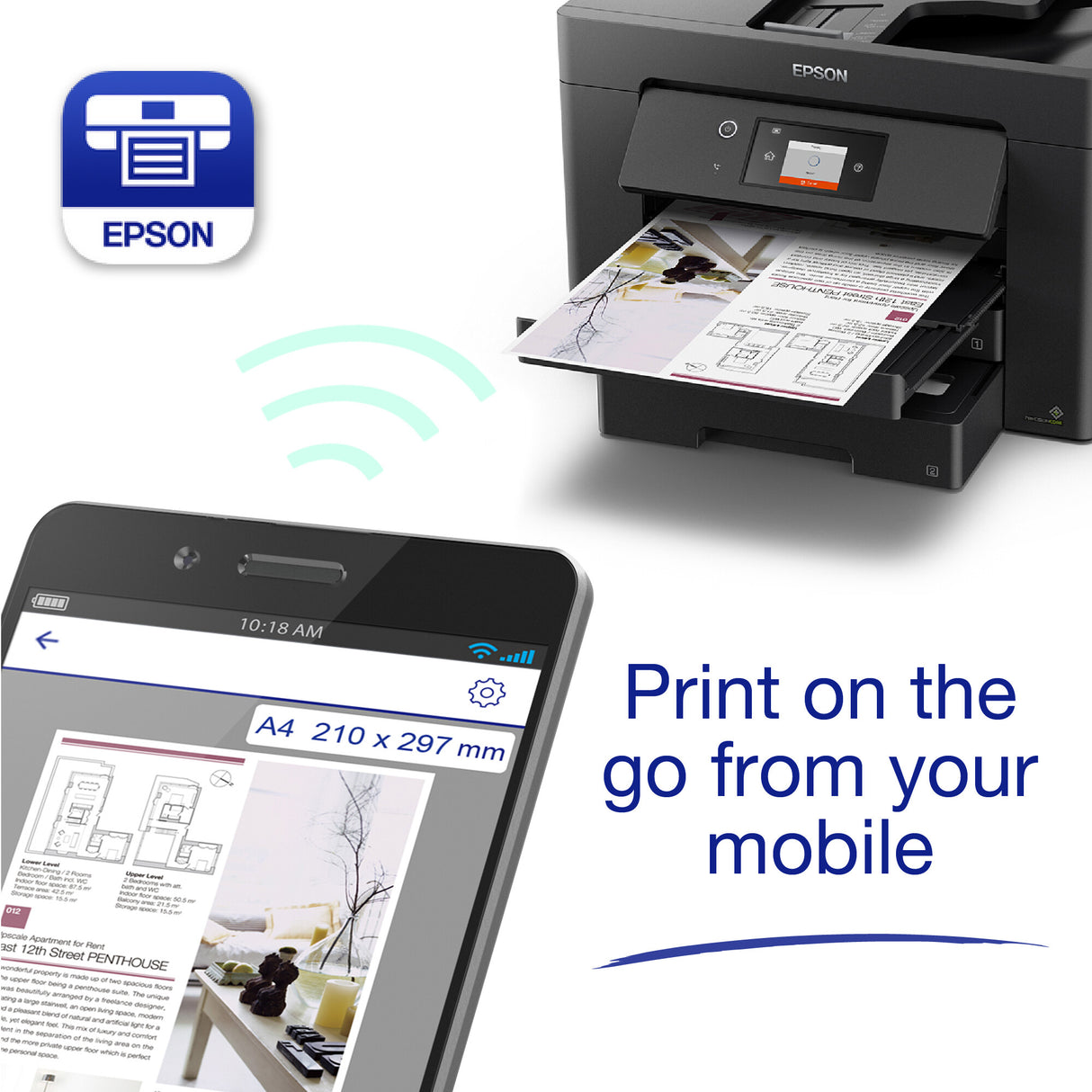 Epson Workforce WF-7830DTWF C11CH68401 Impresora de inyección de tinta, A3, Dúplex, Inalámbrica, Ethernet, Todo en Uno, Fax, Color