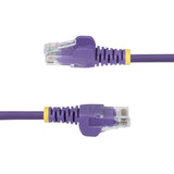 StarTech.com 2m Purple Slim CAT6 Ethernet Cable, Snagless, 100W PoE, UTP, LSZH, 28AWG Pure Bare Copper Wire, Slim RJ45 Network Patch Cord w/Strain Reliefs, Fluke Tested