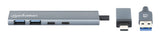 Manhattan USB-C & USB-A Combo Dock/Hub, Ports (4): USB-A (x2) and USB-C (x2), 5 Gbps (USB 3.2 Gen1 aka USB 3.0), External Power Supply Not Needed, Universal for all devices, Aluminium, SuperSpeed USB, Space Grey, Three Year Warranty