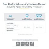 StarTech.com Universal Laptop Docking Station, Hybrid USB-C & USB-A Dock, Dual 4K DP & HDMI, 100W PD, Mac / Windows / Chrome OS, 4x USB 5Gbps Hub, GbE