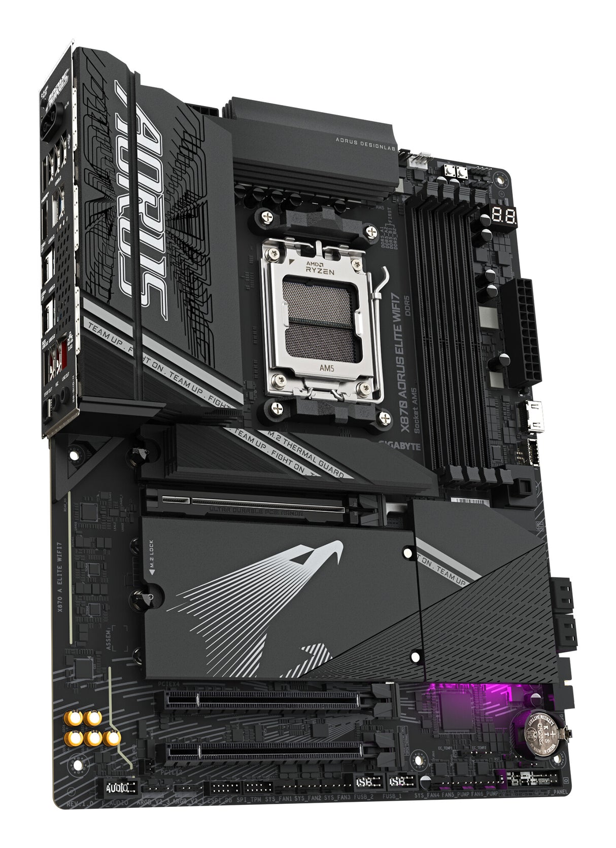 GIGABYTE X870 AORUS ELITE WIFI7 Motherboard - Supports AMD Ryzen 9000 CPUs, 16+2+2 phases VRM, up to 8000MHz DDR5 (OC), 3xPCIe 5.0 + 1xPCIe 4.0, Wi-Fi 7, 2.5GbE LAN, USB 4
