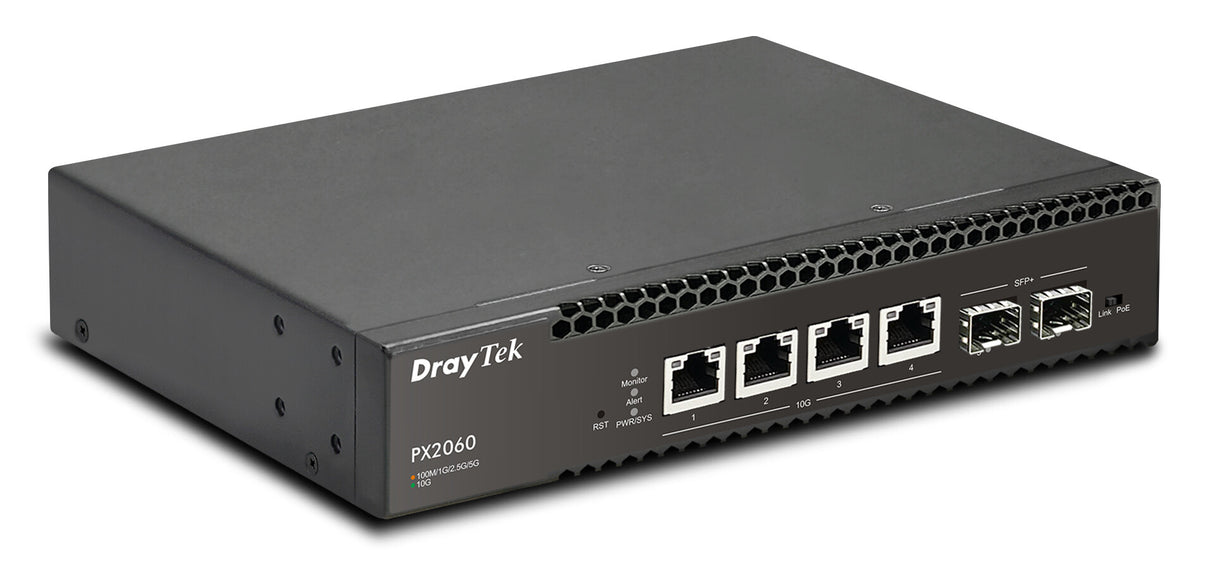 DrayTek VSPX2060-K network switch Managed L2+ 10G Ethernet (100/1000/10000) Power over Ethernet (PoE) Desktop/Wall-Mounting Black