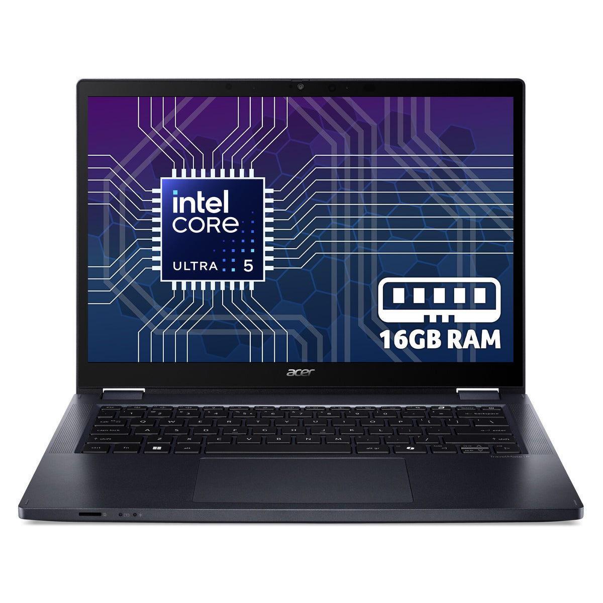 Acer TravelMate P4 Spin 14 convertible laptop (TMP414RN-54) - Intel Core Ultra 5, 16GB RAM, 512GB SSD, 14" WUXGA touchscreen, Windows 11