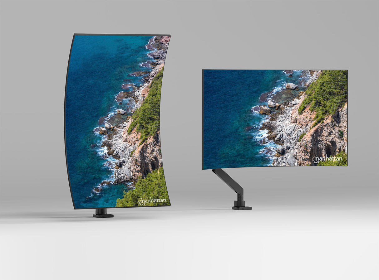 Manhattan Desk Mount for TV & Monitors (Full Motion Gas Spring), For screens 13" to 42", C-Clamp or Grommet Assembly,VESA compatibility: all between 75x75mm to 200x200mm - check the dimensions of the four mounting holes on back of screen to ensure it fits