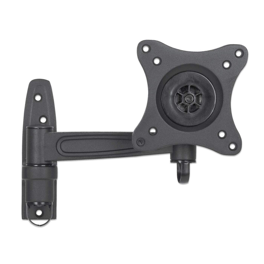 Manhattan Wall Mount for TV & Monitors (Tilt and Swivel 2 pivots), For screens 13" to 27", VESA compatability: 75x75mm and 100x100mm - check the dimensions of the four mounting holes on back of screen to ensure it fits, Max 15kg, Black, Bracket