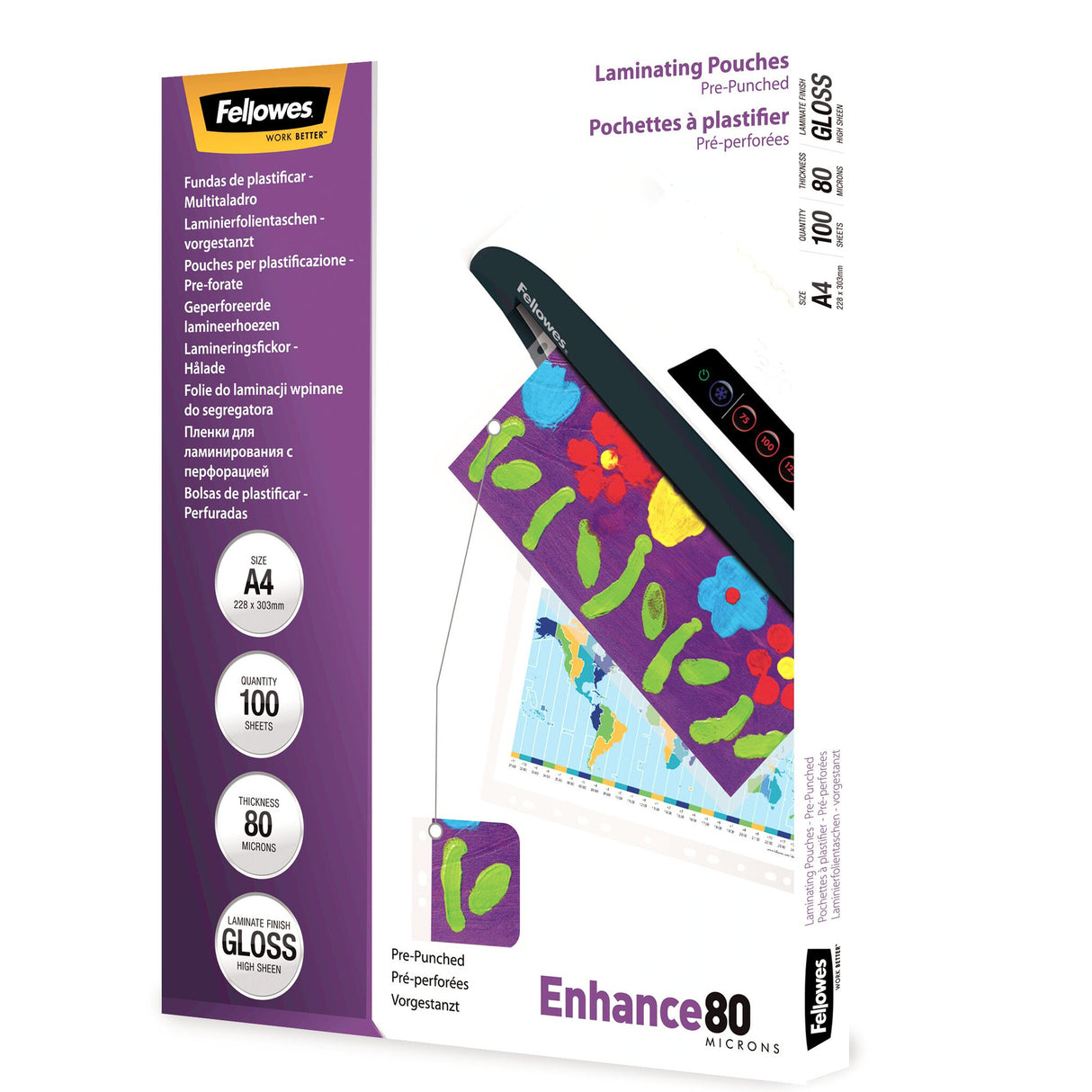 Fellowes A4 Pre-Punched 80 Micron Laminating Pouch