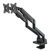 Manhattan Dual Desk Mount for TV & Monitors (Full Motion Gas Spring) with built-in Dock, For screens to 27", Ports (x7): Ethernet,HDMI (x2),USB-A (x3) and USB-C,Power Delivery (100W) to USB-C Port (Separate USB-C wall charger/cable needed),VESA: 75x75 and