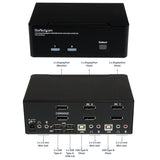 StarTech.com 2 Port Dual DisplayPort USB KVM Switch with Audio & USB 2.0 Hub - TAA