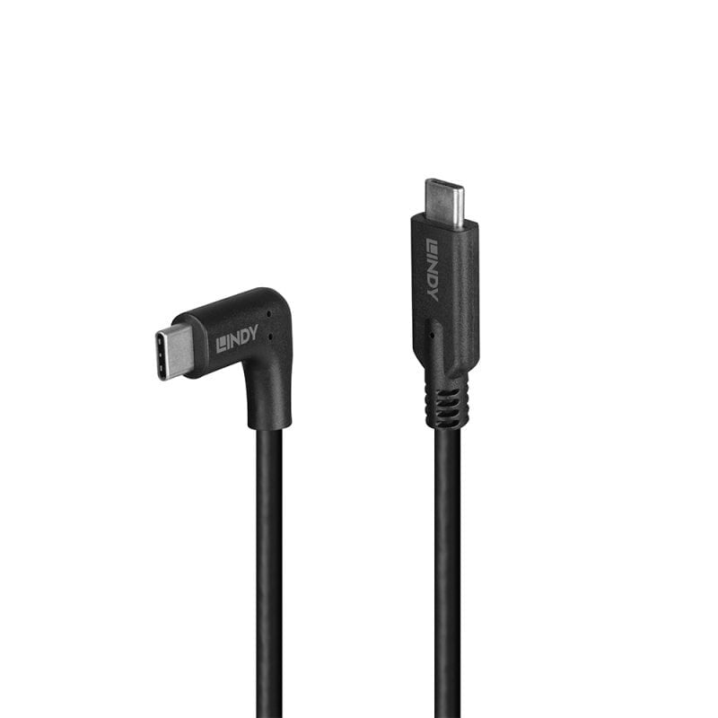 Lindy 1.5m USB 3.2 Type C Cable, 90° Right Angle, 10Gbps