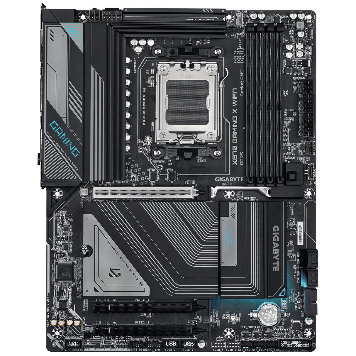 GIGABYTE X870 GAMING X WIFI7 Motherboard - Supports AMD Ryzen 9000 CPUs, 16+2+2 phases VRM, up to 8000MHz DDR5 (OC), 1xPCIe 5.0 + 2xPCIe 4.0, Wi-Fi 7, 2.5GbE LAN, USB 4