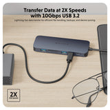 HYPER HD4006GL interface hub USB 3.2 Gen 1 (3.1 Gen 1) Type-C 10000 Mbit/s Blue, Grey