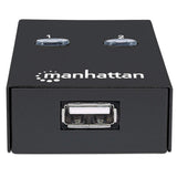 Manhattan USB-A Automatic Sharing Switch, 2x USB-B Ports, 480 Mbps (USB 2.0), Dual Control (Auto-Sensing or Manual), Bus Powered, Hi-Speed USB, inc 1x 1.5m USB-A to USB-B cable, Black, Three Year Warranty