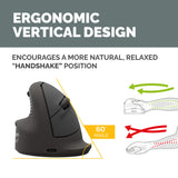 Fellowes Vertical Wireless Mouse Breyta Plus+ Ergonomic Left Handed Vertical Mouse with Antibacterial Protection Medium