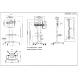 Manhattan Trolley Mount Stand for TV & Monitors, For screens 37" to 65", VESA compatibility: all between 200x200 to 600x400mm - check the dimensions of the four mounting holes on back of screen to ensure it fits, Max 40kg, Black, LFD, Bracket, Lifetime Wa