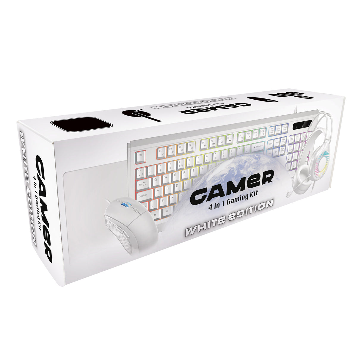 VIDA GAMER WHT 4IN1 USB KB MS HS KIT keyboard Mouse included Gaming QWERTY UK English White