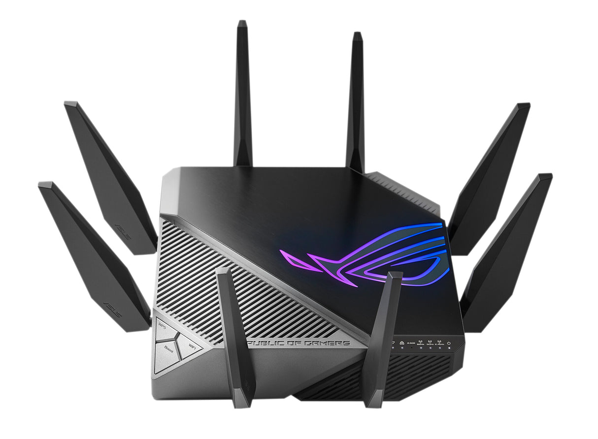 Asus (GT-AXE11000) ROG Rapture AXE11000 Wi-Fi 6E Routeur Wi-Fi 6 tri-bande de jeu, bande 6 GHz, port WAN/LAN 2,5 G, RVB, AiMesh, accélération de jeu