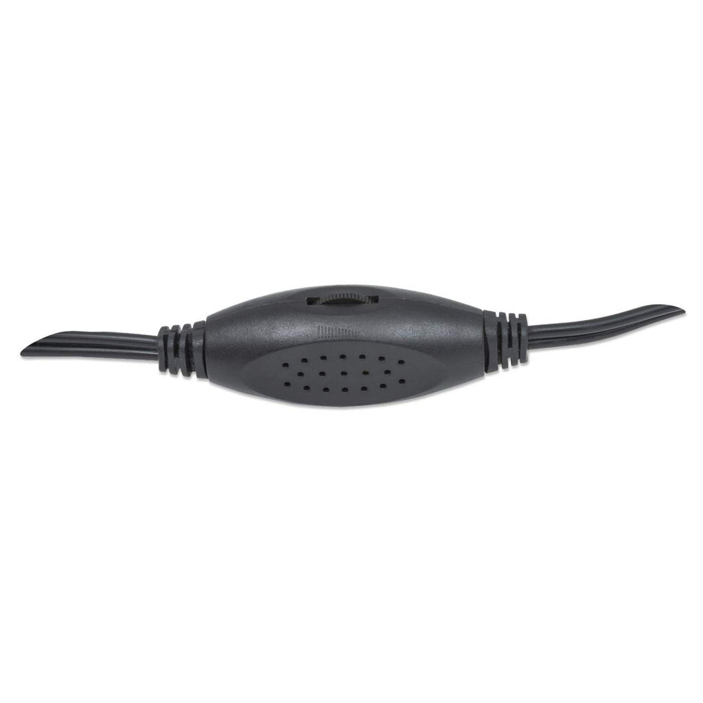 Manhattan 2600 Series Speaker System, Small Size, Big Sound, Two Speakers, Stereo, USB power, Output: 2x 3W, 3.5mm plug for sound, In-Line volume control, Cable 0.9m, Black, Three Year Warranty