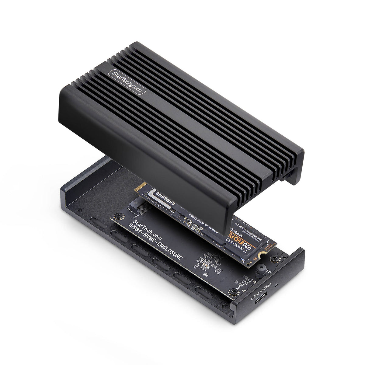 StarTech.com USB4 M.2 NVMe Enclosure, 40Gbps, External USB-C/Thunderbolt NVMe SSD Enclosure, Aluminum Heatsink Case, B+M/M-Key