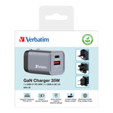 Verbatim GNC-35 GaN Charger 35W with 1 x USB-C PD 35W / 1 x USB-A QC 3.0 (EU/UK/US)