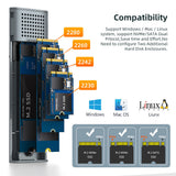 MAIWO M.2 NVME SATA SSD Enclosure Adapter Tool-Free, RTL9210B Chips, USB C 3.1 Gen 2 10Gbps NVME, 6Gbps SATA PCIe M-Key(B+M Key), External Solid State Drive Support UASP Trim for 2242/2260/2280