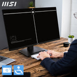 MSI PRO MP275PG 27 Inch Monitor, FHD (1920 x 1080), 100Hz, IPS, 1ms, 1x HDMI 1.4b, 1x DP 1.2a output, 1x D-Sub(VGA), Built-in Speakers, Anti-Glare, Anti-Flicker, Less Blue light, TÜV Certified, VESA, Kensington, 4-way adjustable stand, Black