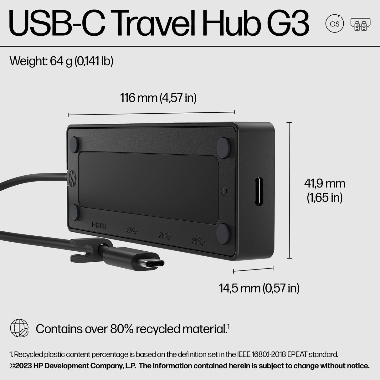 HP USB-C Travel Hub G3