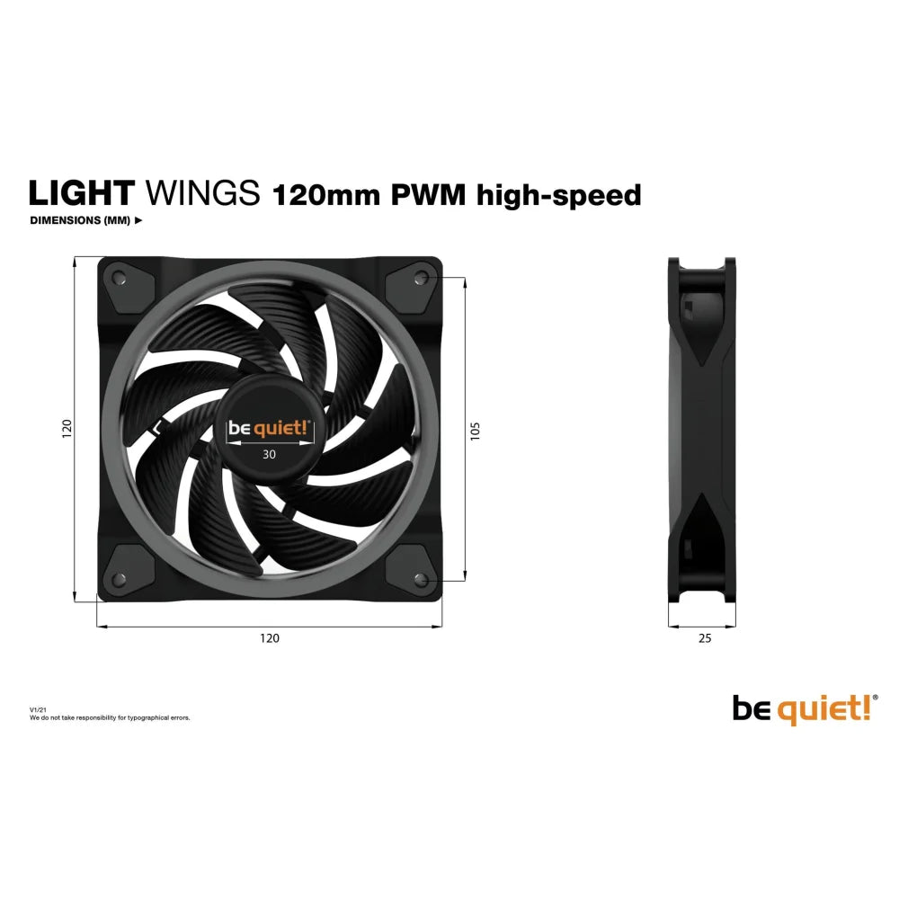 be quiet! Light Wings 120mm ARGB PWM High Speed Fan Black
