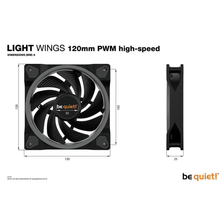 be quiet! Light Wings 120mm ARGB PWM High Speed Fan Black