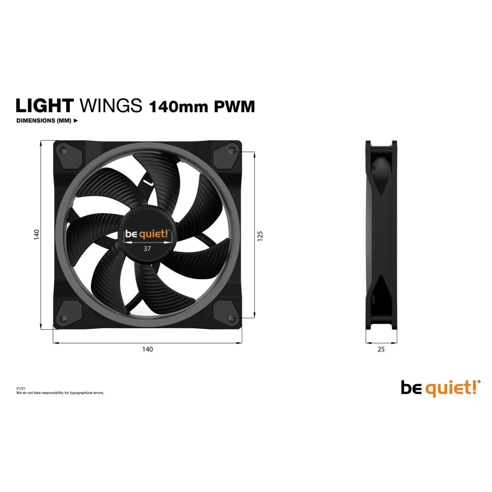 be quiet! Light Wings 140mm ARGB PWM Fan Black - Computer