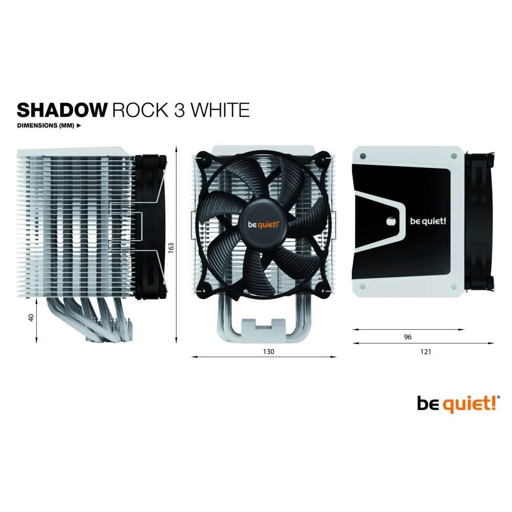 be quiet! Shadow Rock 3 White CPU Cooler Single 120mm PWM