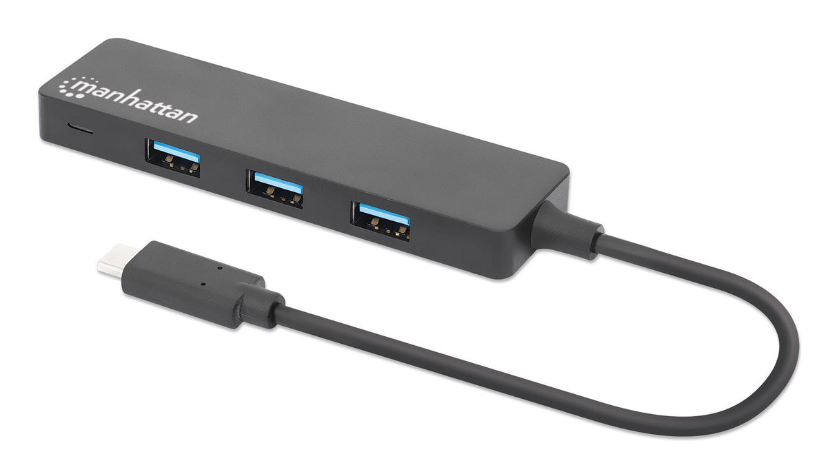 Manhattan USB-C Dock/Hub, Ports (4): USB-A (x4), 5 Gbps (USB 3.2 Gen1 aka USB 3.0), External Power Supply Not Needed, Universal for all devices, SuperSpeed USB, Black, Three Year Warranty, Equivalent to HB30CM4AB