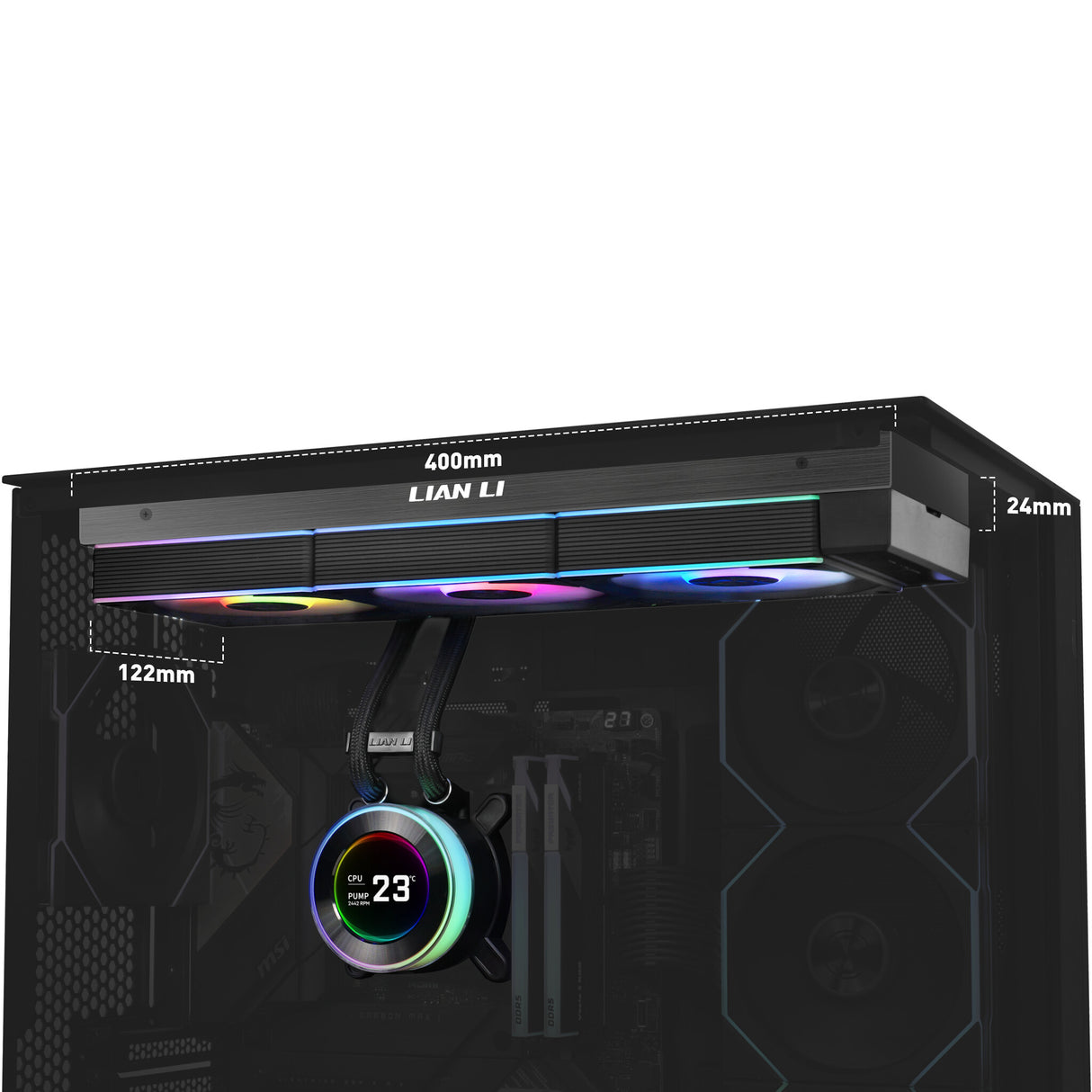 Lian Li GA II Hydroshift II LCD-C 360CL Processor All-in-one liquid cooler 12 cm Black 1 pc(s)