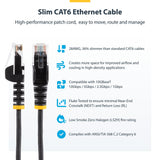 StarTech.com 25cm Gray Slim CAT6 Ethernet Cable, Snagless, 100W PoE, UTP, LSZH, 28AWG Pure Bare Copper Wire, Slim RJ45 Network Patch Cord w/Strain Reliefs, Fluke Tested