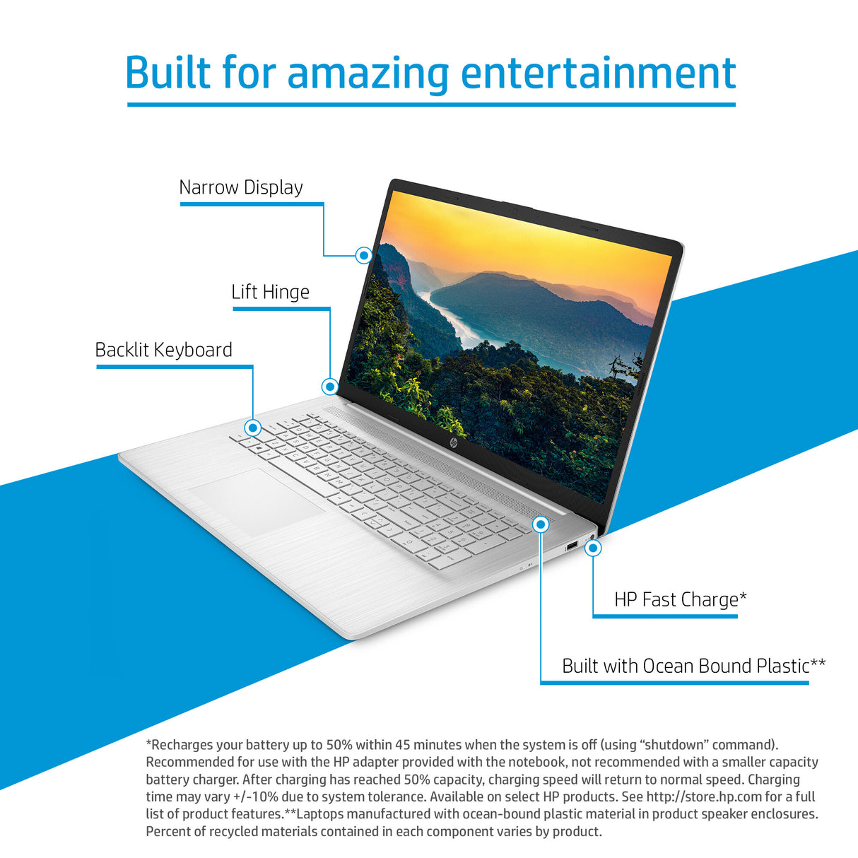 HP 17-cp2005na AMD Ryzen™ 3 7320U Laptop 43.9 cm (17.3") Full HD 8 GB LPDDR5-SDRAM 512 GB SSD Wi-Fi 5 (802.11ac) Windows 11 Home Silver