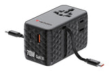 Verbatim Charge 'n' Travel 70W 2C retractable Universal Travel Adapter Black