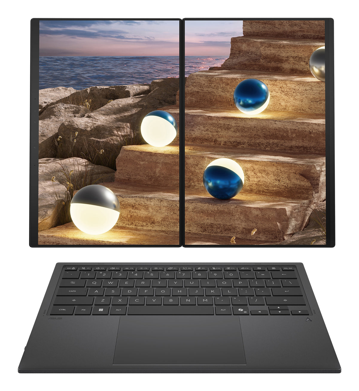 ASUS Zenbook Duo UX8407AA-SN586W Intel Core Ultra X9 378H Hybrid (2-in-1) 35.6 cm (14") Touchscreen 3K 32 GB LPDDR5x-SDRAM 1 TB SSD Wi-Fi 7 (802.11be) Windows 11 Home Grey