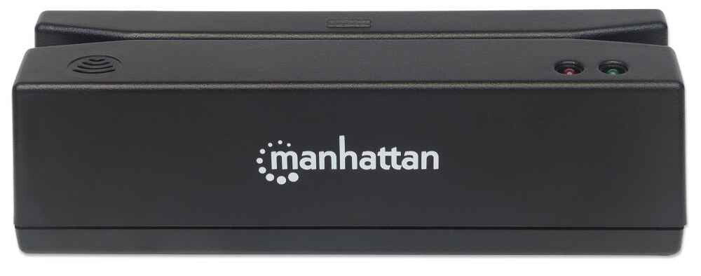 Manhattan USB-A Magnetic Strip Card Reader, Triple Track Reader, Keyboard Wedge Decoder, Cable 1.5m, Black, Three Year Warranty