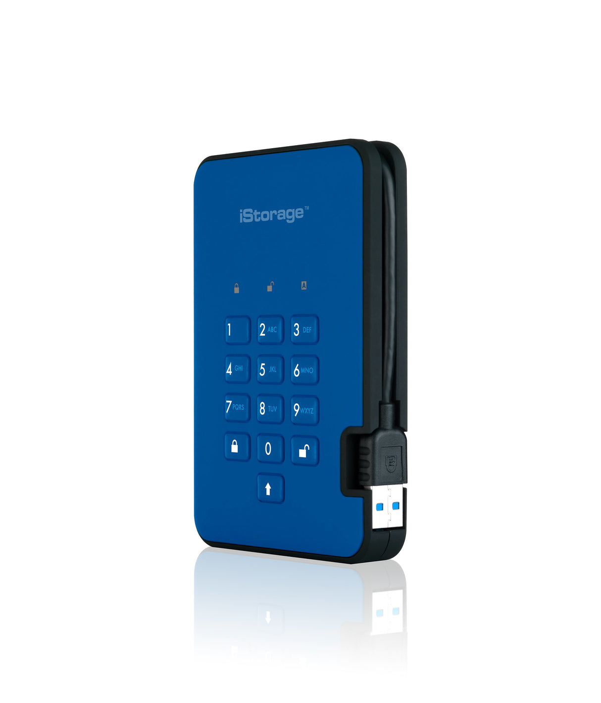 iStorage diskAshur2 256-bit 1TB USB 3.2 secure encrypted hard drive - Blue IS-DA2-256-1000-BE