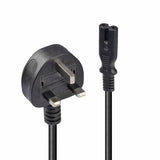 Lindy 2m UK 3 Pin Plug To IEC C7 Mains Power Cable, Black