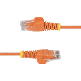 StarTech.com 50cm Orange Slim CAT6 Ethernet Cable, Snagless, 100W PoE, UTP, LSZH, 28AWG Pure Bare Copper Wire, Slim RJ45 Network Patch Cord w/Strain Reliefs, Fluke Tested