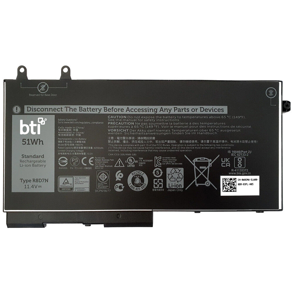 BTI DMF8C compatible 51Wh 3-cell battery for Dell Latitude 5420 Rugged