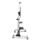 StarTech.com Rolling TV Cart/Stand On Wheels For 60-100inch Flat Screens Up To 220lb (100kg), Height Adjustment via Hand Crank, Mobile/Portable Trolley Mount